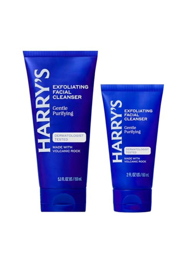 Harry's Harrys Exfoliating Face Wash for Men Gentle Facial Skin Care Products with Volcanic Rock Exfoliant 71 Fl Oz Home and Trial and Travel Bundle - Image 1
