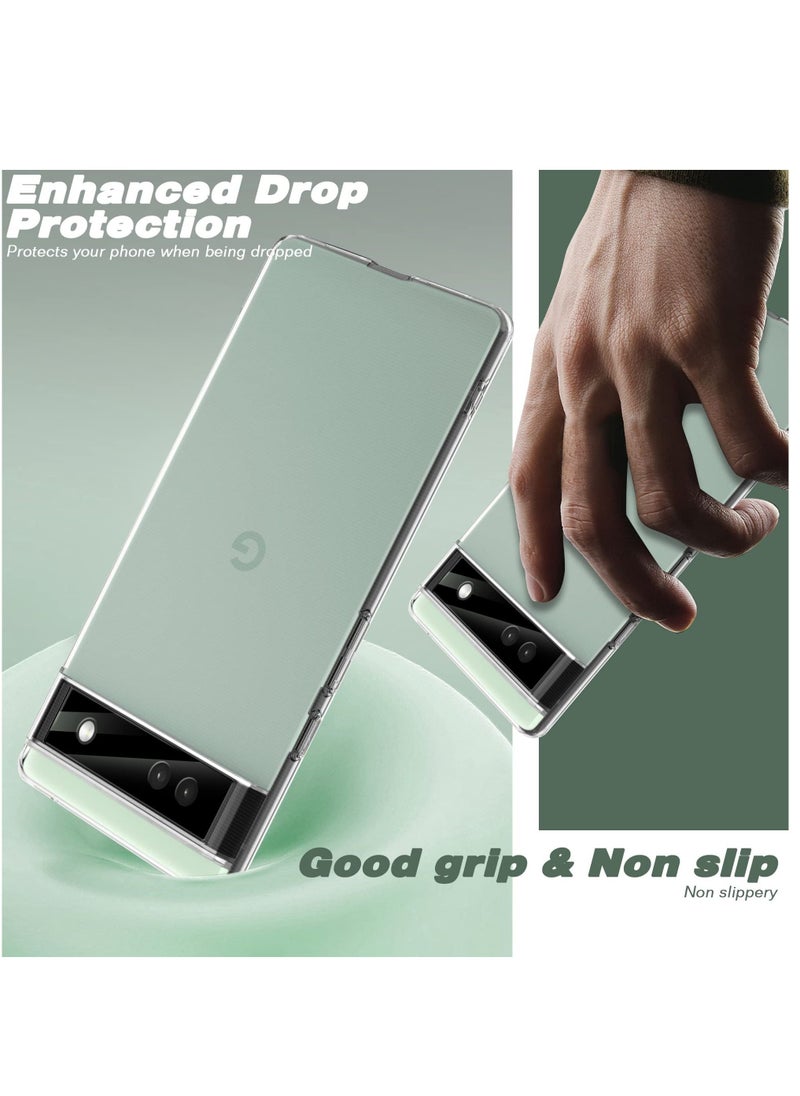 KASTWAVE - Phone Case for Google Pixel 6A 5G, 5 in 1 Clear Silicone Case with Screen Protector and Camera Lens Protector for Google Pixel 6A 5G, Drop Protection Cover - Image 1