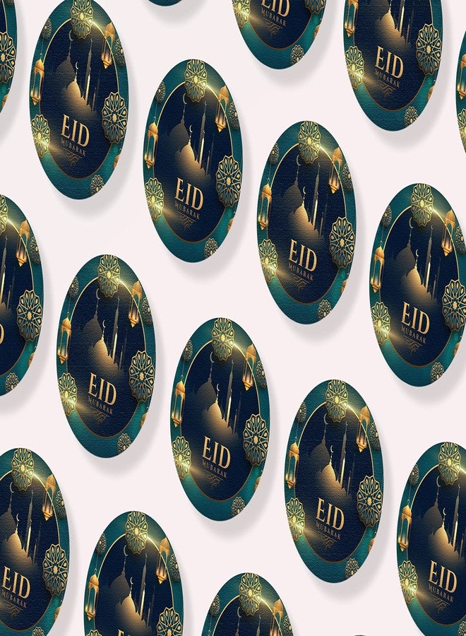 D2C Eid Mubarak Round Stickers for Gift Wrapping and Packaging | Paper Stickers, 1.5 x 1.5 Inches (30) - Image 1