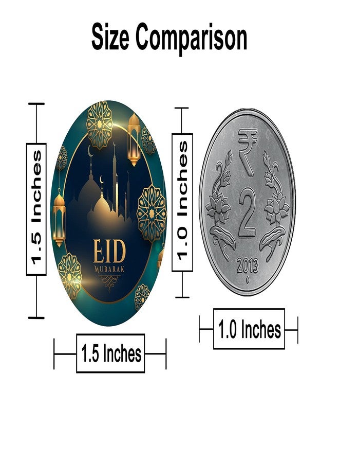 D2C Eid Mubarak Round Stickers for Gift Wrapping and Packaging | Paper Stickers, 1.5 x 1.5 Inches (30) - Image 3