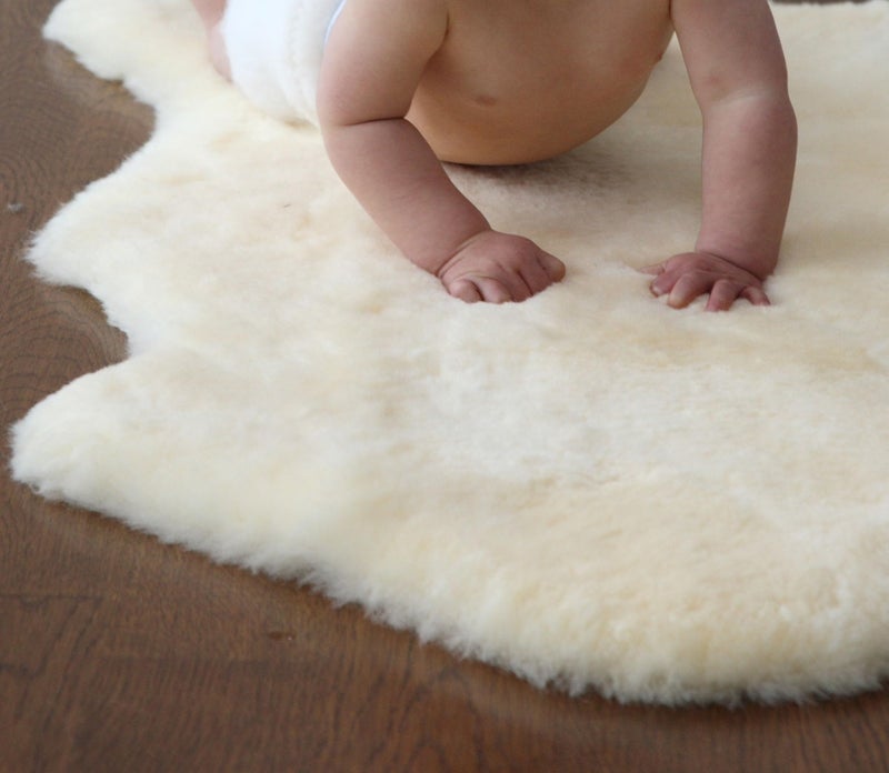 WaySoft Baby Sheepskin Rug OekoTEX Certified Safe Natural Nursery Rug 100 Genuine New Zealand Soft Fur Rug Baby Carpet - Image 2