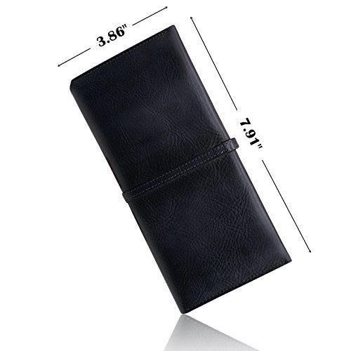 LETEULO Wallets for Women Genuine Leather Card Organizer Dip Dye Coin Purse Lady Ultrathin Wallets (Black) - Image 4