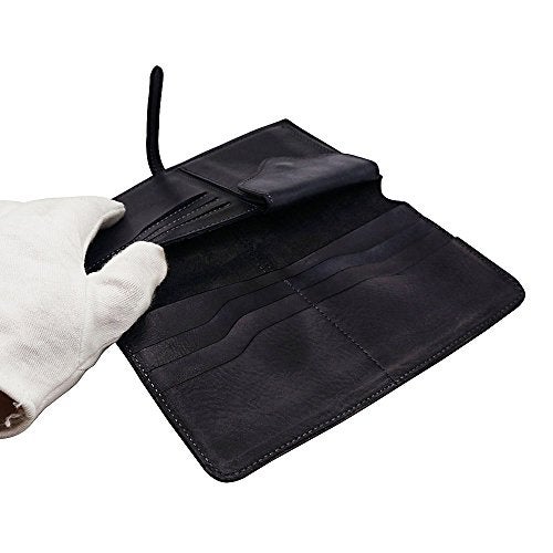 LETEULO Wallets for Women Genuine Leather Card Organizer Dip Dye Coin Purse Lady Ultrathin Wallets (Black) - Image 5