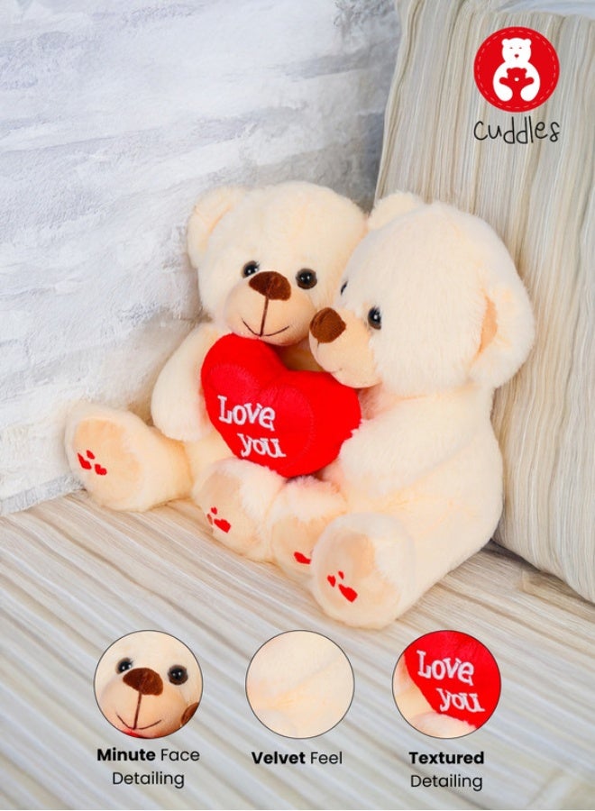 Cuddles Plush Twin Bear Heart Stuffed Animal Toy 20cm - Image 3