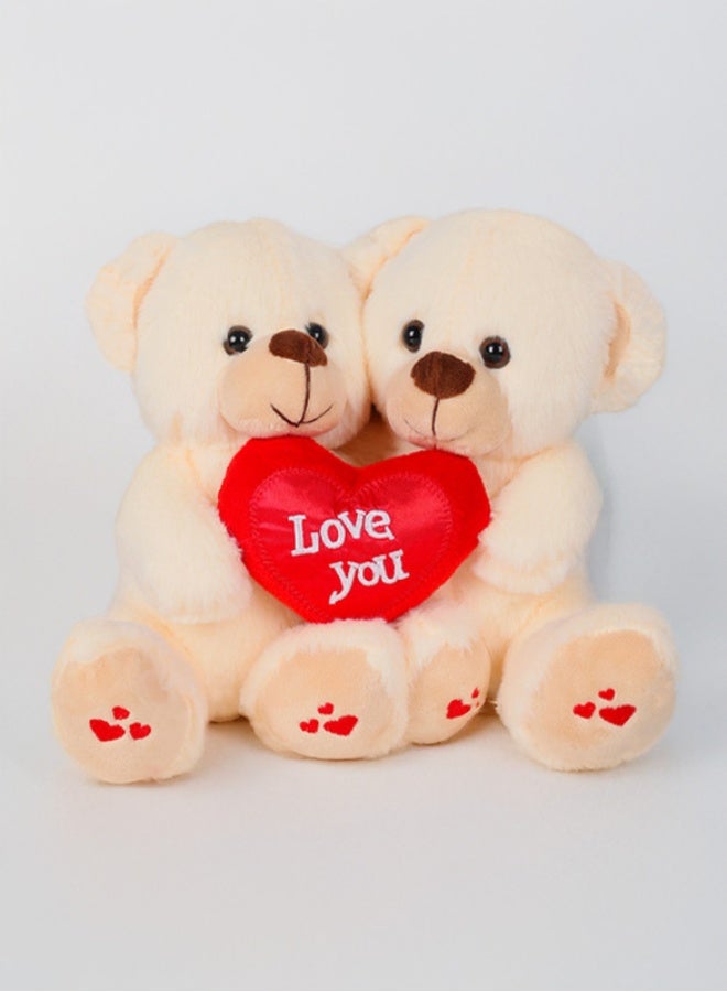 Cuddles Plush Twin Bear Heart Stuffed Animal Toy 20cm - Image 1