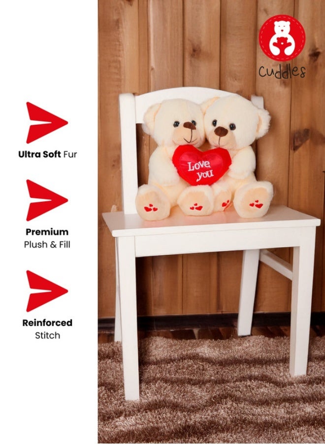 Cuddles Plush Twin Bear Heart Stuffed Animal Toy 20cm - Image 4