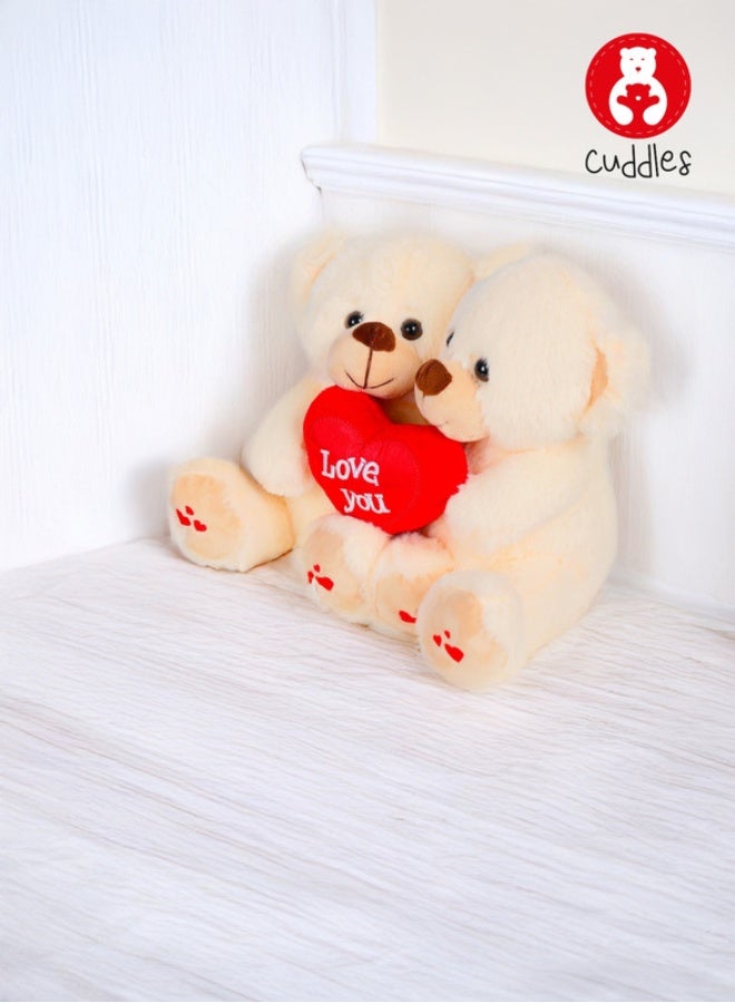 Cuddles Plush Twin Bear Heart Stuffed Animal Toy 20cm - Image 5