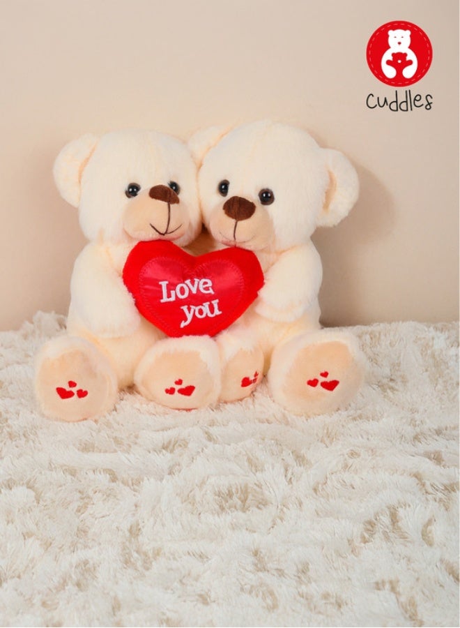 Cuddles Plush Twin Bear Heart Stuffed Animal Toy 20cm - Image 2