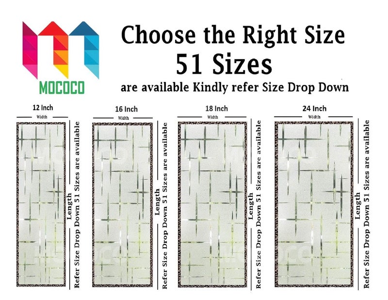 MOCOCO Premium Privacy Window Film Vinyl Frosted Self Adhesive Glass Film Decorative Window Stickers for Home Office Bathroom Kitchen Living Room - Cl;assic Design (18x360 Inch) - Image 2