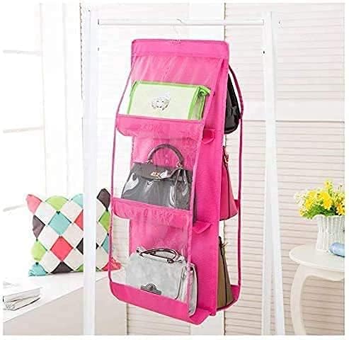 APURKHANGING STORAGE BAGOrganizer Closet Organizer Wardrobe Rack Hangers Holder for Fashion Handbag Pouch DustProof Space Saver pack of 1 Multicolor - Image 3