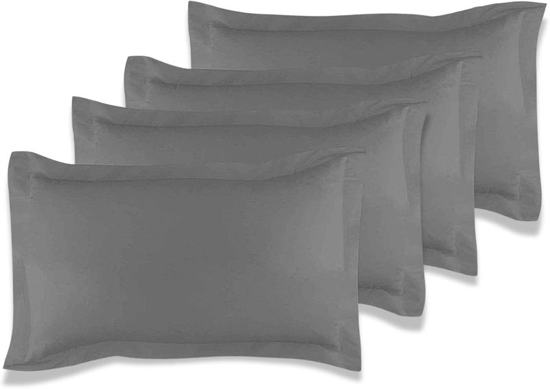 MUSA MUSA® Cotton Pillow Cover Shams - Washable Pillowcases for Sofa Cushions, Bedrooms & Dorm Decor | Hotel Quality Pillow Covers with Envelope Closure & 5cm Side Frame (4, Grey, 50 x 90cm) - Image 1