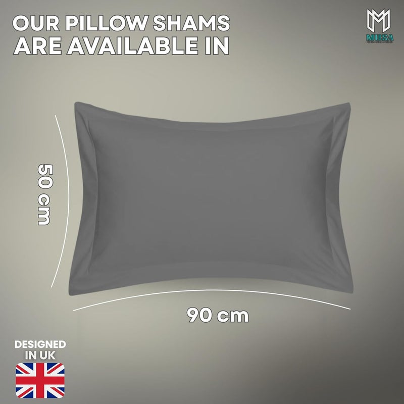 MUSA MUSA® Cotton Pillow Cover Shams - Washable Pillowcases for Sofa Cushions, Bedrooms & Dorm Decor | Hotel Quality Pillow Covers with Envelope Closure & 5cm Side Frame (4, Grey, 50 x 90cm) - Image 2