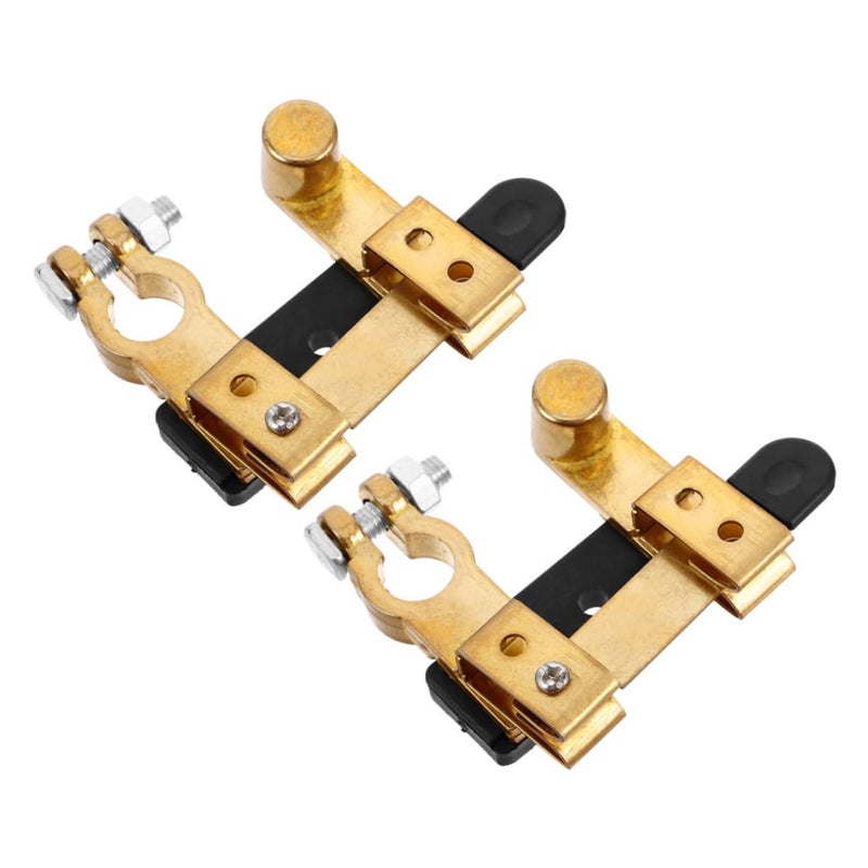 Vosarea 2pcs Heavy-Duty Battery Disconnect Switch for Automotive Use Horizontal Design Pure Brass Construction Easy Installation for Car and Boat Battery Isolation - Image 1