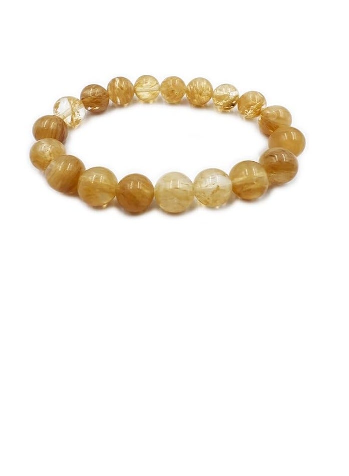 REBUY Citrine Stone Bracelet 10 mm Beaded Natural Crystal Healing Bracelet Gemstone Jewelry Stone Bracelet for Men & Women - Image 1