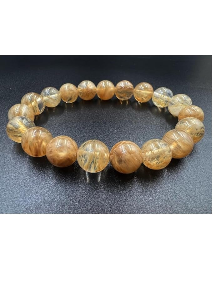 REBUY Citrine Stone Bracelet 10 mm Beaded Natural Crystal Healing Bracelet Gemstone Jewelry Stone Bracelet for Men & Women - Image 2