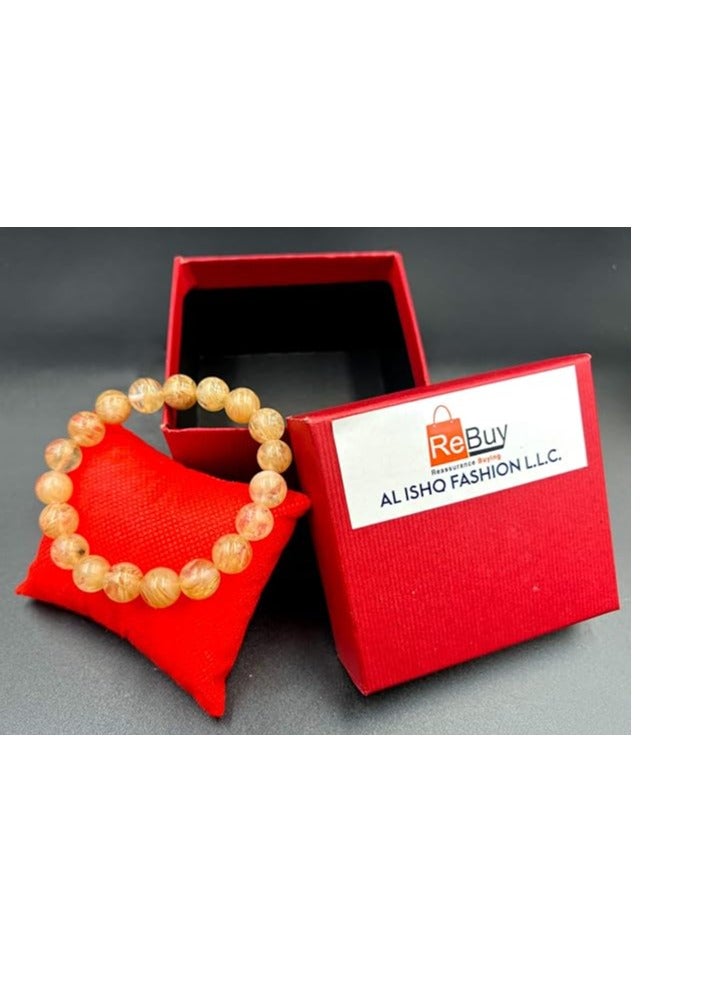 REBUY Citrine Stone Bracelet 10 mm Beaded Natural Crystal Healing Bracelet Gemstone Jewelry Stone Bracelet for Men & Women - Image 3