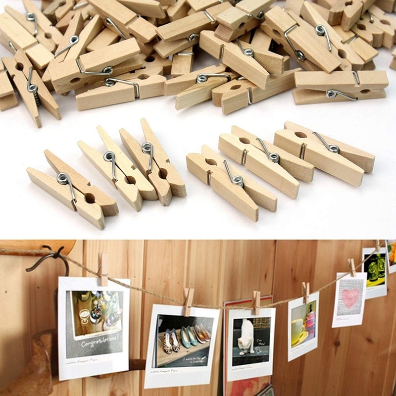Desi Rang Desi Rang Small 25 Piece Mini Wooden Clips pegs 1 inch or 35mm for Decoration Art Hanging Pictures Photographs Light Weight Toys Arts - Image 2