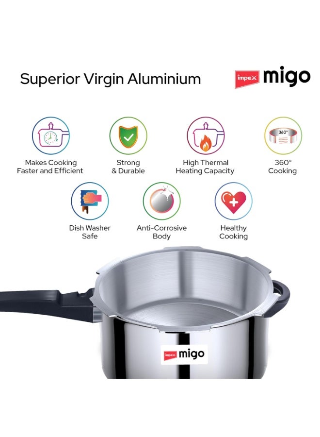 Impex 5 Litre Aluminium Pressure Cooker With Outer Lid | Induction And Gas Stove Compatible Pressure Cooker For Healthy Cooking | ISI Certified | 5 Years Warranty, Silver - Image 4