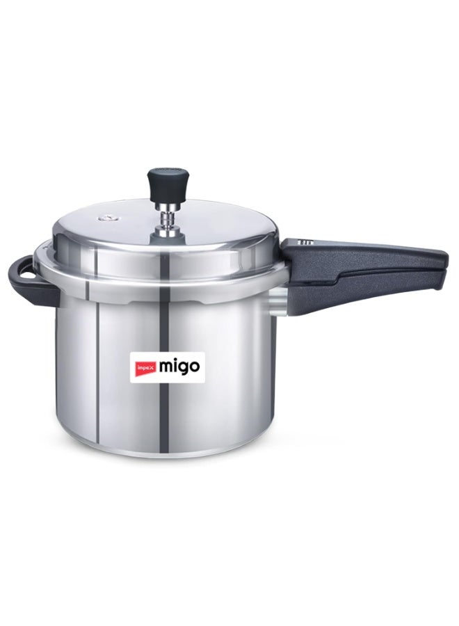 Impex 5 Litre Aluminium Pressure Cooker With Outer Lid | Induction And Gas Stove Compatible Pressure Cooker For Healthy Cooking | ISI Certified | 5 Years Warranty, Silver - Image 1
