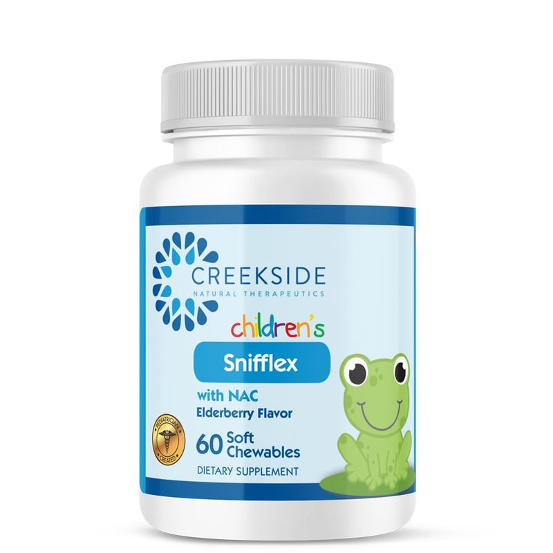 Creekside Natural Therapeutics Creekside Naturals Snifflex Childrens Sinus Respiratory Support Elderberry for Immune Health Pediatrician Formulated with NAC Quercetin Bromelain Zero Sugar Vegan 60 Soft Chewables 