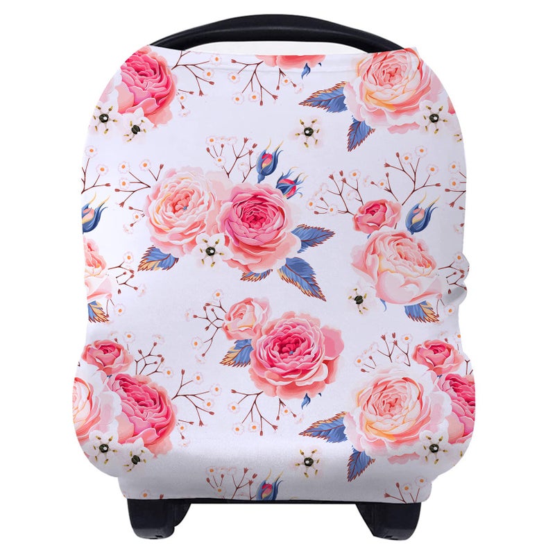 YOOFOSS Yoofoss Nursing Cover Breastfeeding Scarf Baby Car Seat Covers Infant Stroller Cover Strechy Carseat Canopy for Boys and Girls Flower