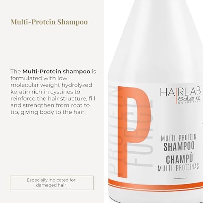 Salerm - STRENGTHENING SHAMPOO - MULTI-PROTEIN SHAMPOO HAIR LAB - 300 ML - FILLS THE LACK OF NATURAL KERATIN - PROVIDES BODY TO THE MANE - STRENGTHENS AND REPAIRS HAIR - PARABEN-FREE - Image 3