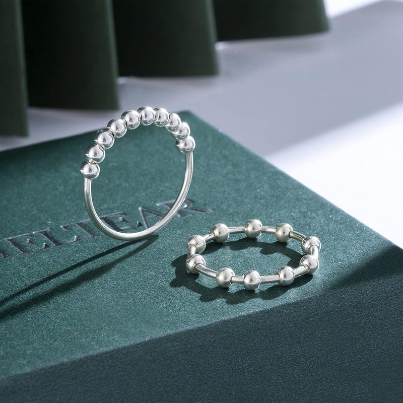 CIELTEAR 925 Sterling Silver Fidget Rings for Women Calm Anxiety Rings for Women Spinner Fidget Jewelry for Anxiety - Image 3