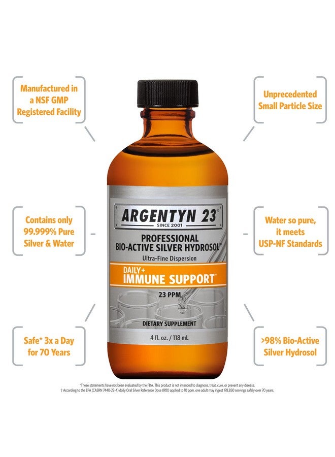 Argentyn 23 Professional Bio-Active Silver Hydrosol for Immune Support - Colloidal Silver, 23ppm, 4oz (118mL) - Twist-Top - Image 1