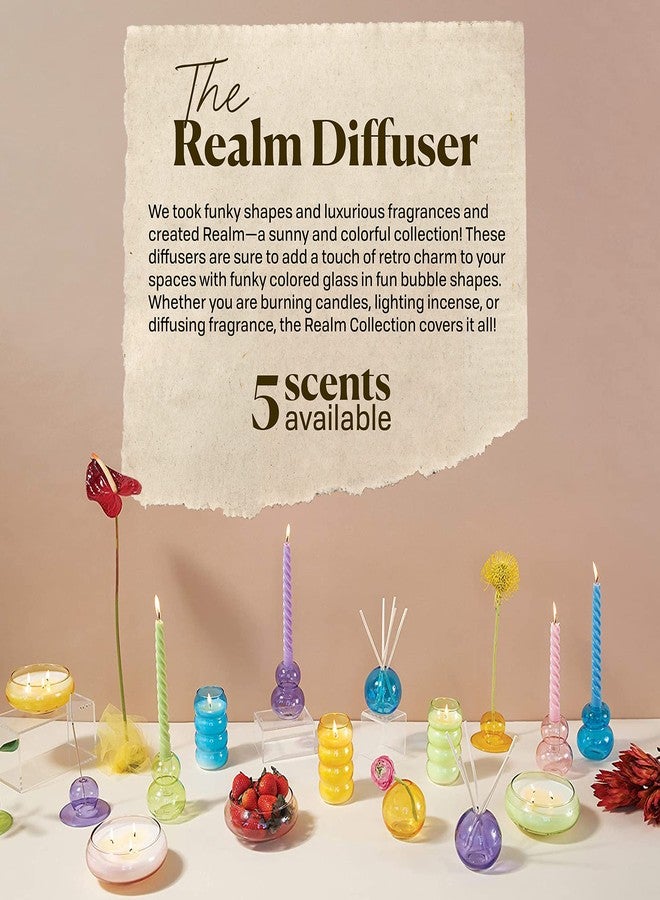 Paddywax Retro Glass Realm Collection Reed Diffuser, 4-Fluid Ounces, Green - Bamboo - Image 4