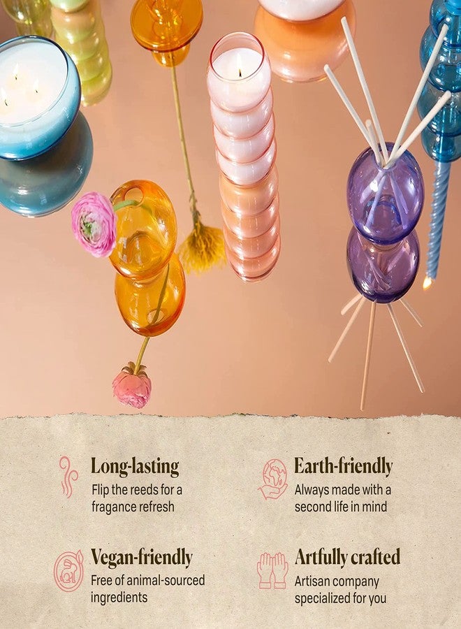 Paddywax Retro Glass Realm Collection Reed Diffuser, 4-Fluid Ounces, Green - Bamboo - Image 3