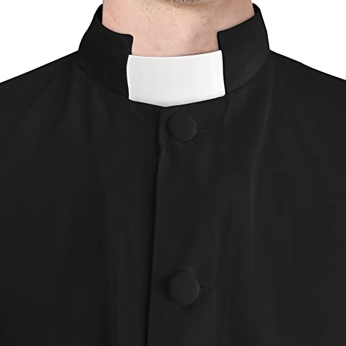 IvyRobes Unisex Adults Roman Pulpit(Clergy) Cassock with Tab Insert Collar Black 48(5'3"-5'5") - Image 3
