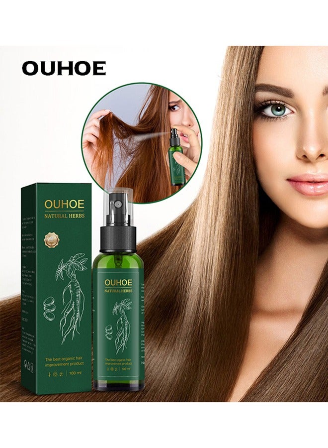 OUHOE Natural Herbs Ginseng Essence Moisturizing Hair Mist, Rapid Growth Hair Treatment 7 Day Hair Growth Serum Essence Oil Regrow, for Women & Men 100ML - Image 1