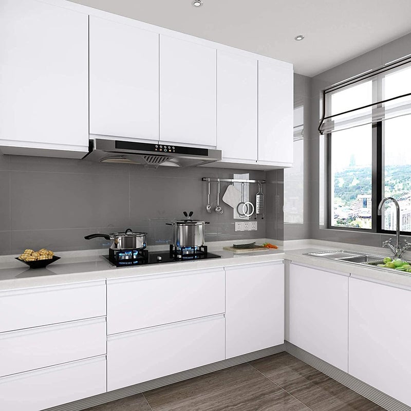 HOME13 ™ Glossy & Matte Wallpaper Peel & Stick Contact Paper Self Adhesive Decorative Removable Wallpaper for Kitchen Cabinet and Furniture Countertop (12x108 Inch, White Matte) - Image 5