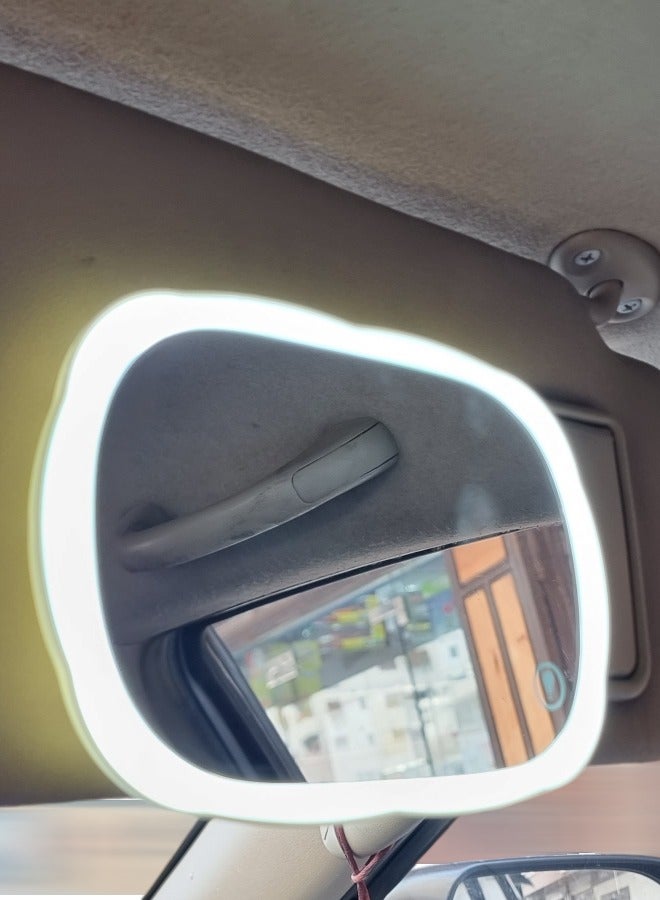 Generic Car Led Mirror With Touch And 3 Light Modes Rechargeable Fits All Cars  - Image 1