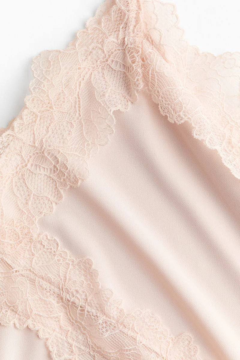 H&M Lace-trimmed Ponte-di-Roma strappy top