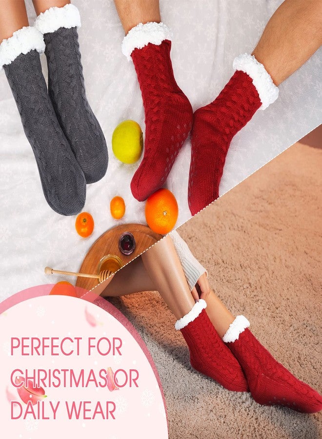 Zhanmai 4 Pairs Winter Slipper Socks for Women - Non Slip Fuzzy Fleece Socks with Grippers, Soft, Warm, Thick, Fluffy, Cozy, Comfy - Image 5