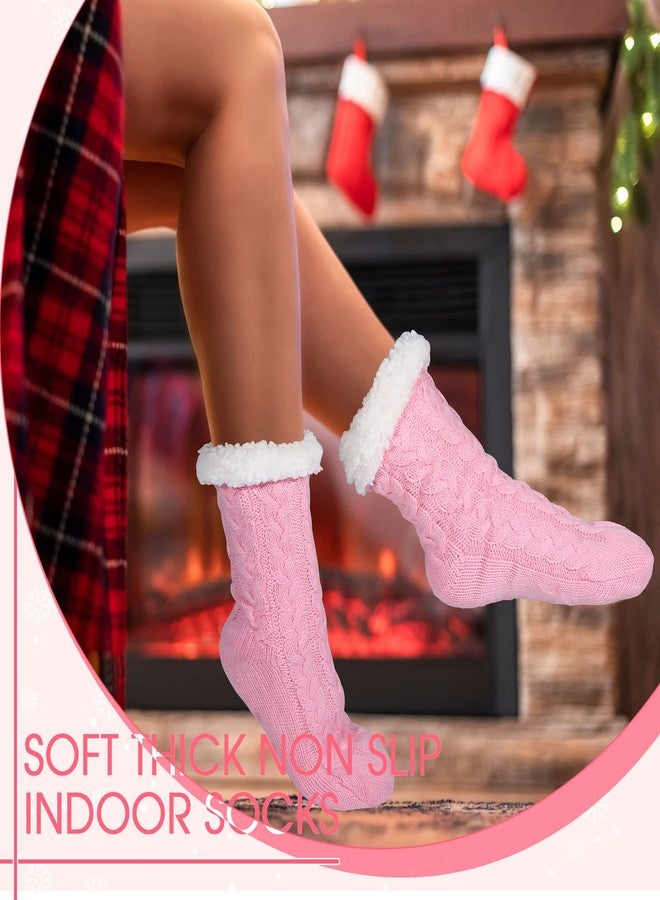 Zhanmai 4 Pairs Winter Slipper Socks for Women - Non Slip Fuzzy Fleece Socks with Grippers, Soft, Warm, Thick, Fluffy, Cozy, Comfy - Image 4