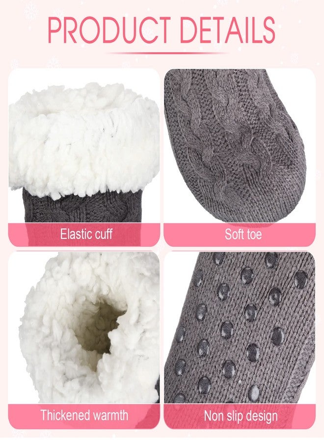 Zhanmai 4 Pairs Winter Slipper Socks for Women - Non Slip Fuzzy Fleece Socks with Grippers, Soft, Warm, Thick, Fluffy, Cozy, Comfy - Image 3