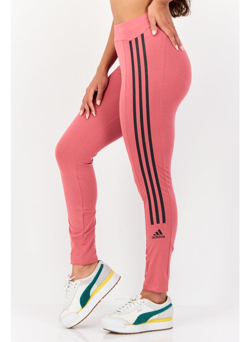 Adidas Women Tight Fit Brand Logo Training Leggings, Mauve  - Image 4