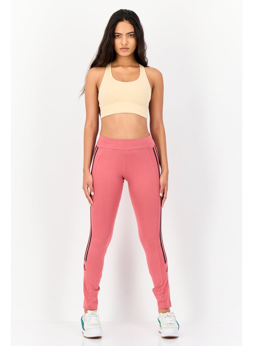 Adidas Women Tight Fit Brand Logo Training Leggings, Mauve  - Image 2
