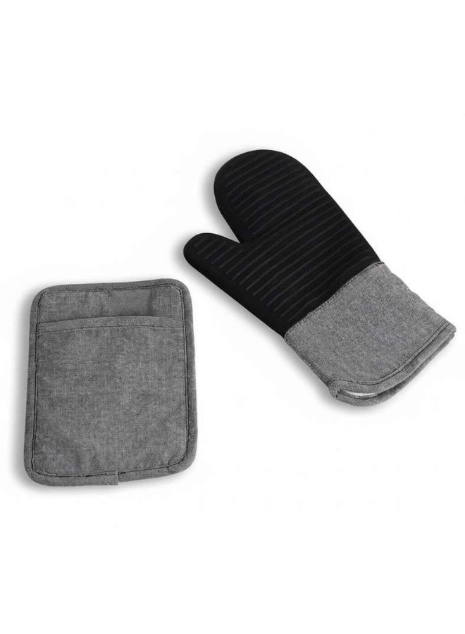 Pan Home Silicone Oven Mitts Set - Grey - Image 4