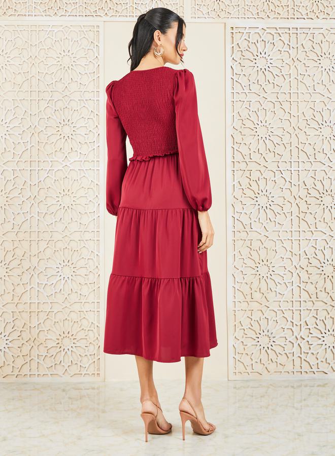 ستايلي فستان ميدي بياقة مكشكشة - Image 4