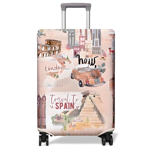 PtRug Travel Luggage Cover Suitcase Protector Fits 1832 Inch Wheel Covers PatternedTravel Related Items Flower Luggage Protector Elastic M - Image 1