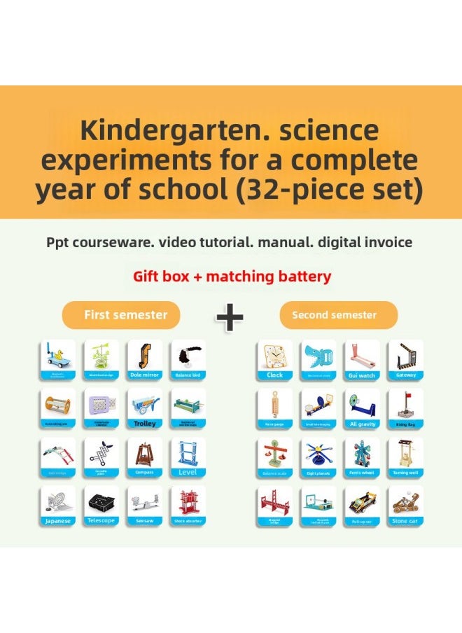 Generic - Science And Technology Small Production Materials Primary School Students' Manual Work Science Association Class Teaching Materials Science Experiment Set Small Inventions-Specifications:Semester Of Grades 3-6 (16-piece Set) - Image 1