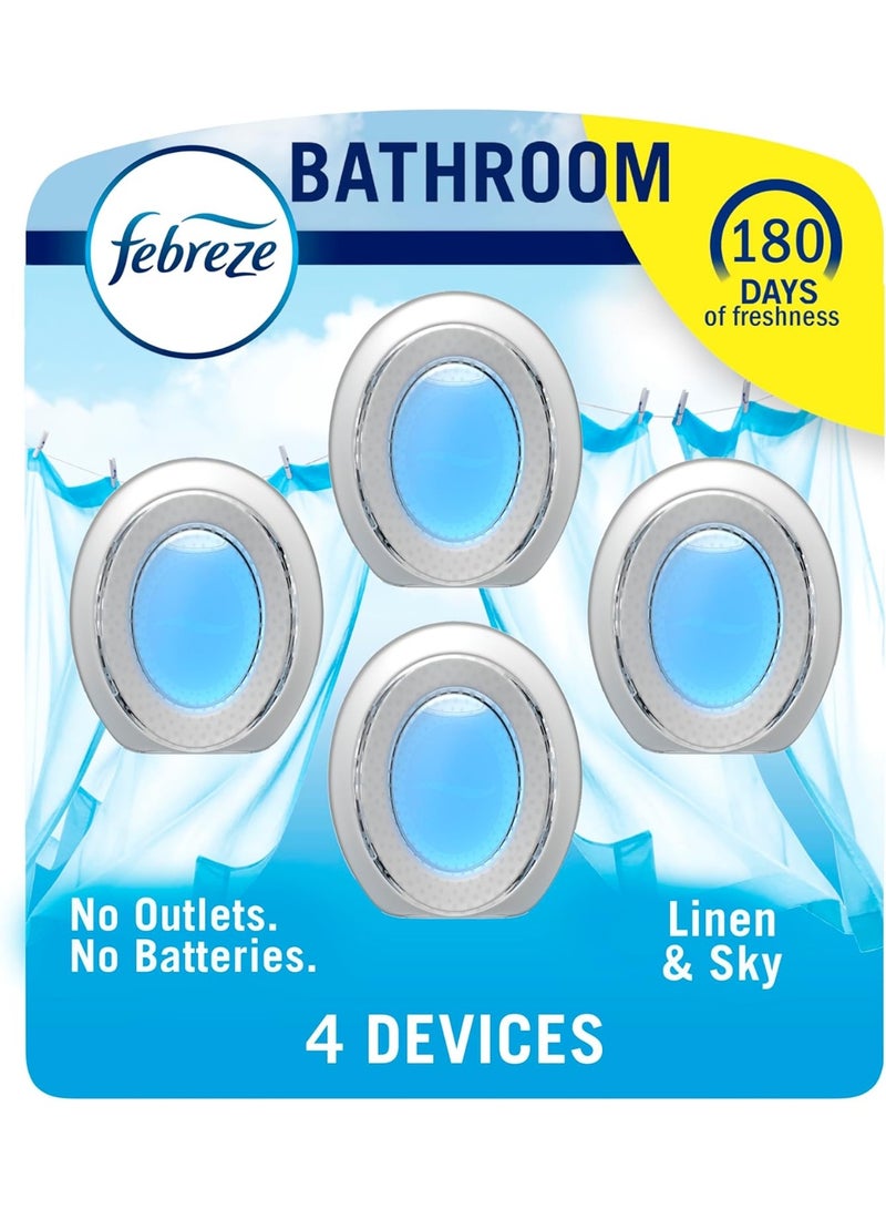 febreze Febreze Bathroom Air Freshener, Odor-Fighting, Plug In Alternative, Air Fresheners for Home and Bathroom and Kitchen, Closet Air Fresheners, Linen & Sky Scent, 4 Count - Image 2