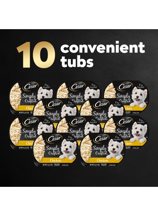 Cesar - CESAR SIMPLY CRAFTED Adult Wet Dog Food Meal Topper, Chicken, (10) 1.3 oz. Tubs - Image 1