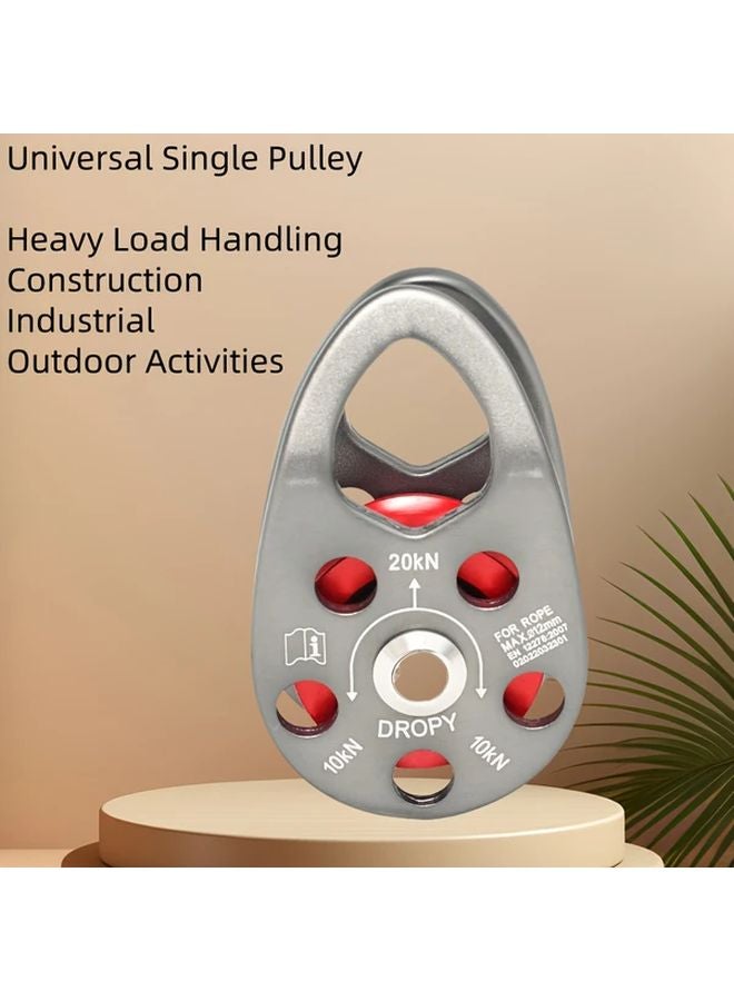 Gray Red Heavy Duty Aluminum Alloy Single Pulley High Strength Wear Resistant for Lifting Hoisting - Image 3