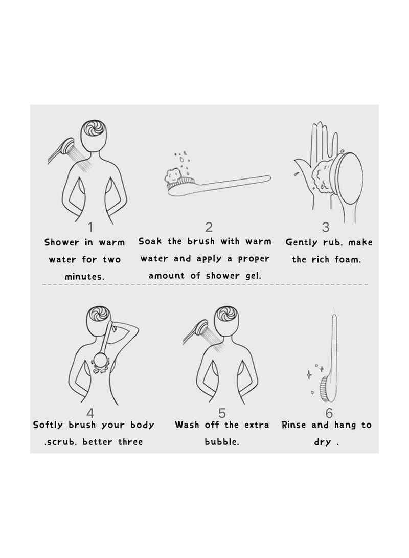 SOLARAE Dry Brushing Body Brush Shower Bath Brush Long Handle Gentle Back Skin Scrubber Exfoliate Massage Improve Blood Circulation Cellulite Treatment - Image 4