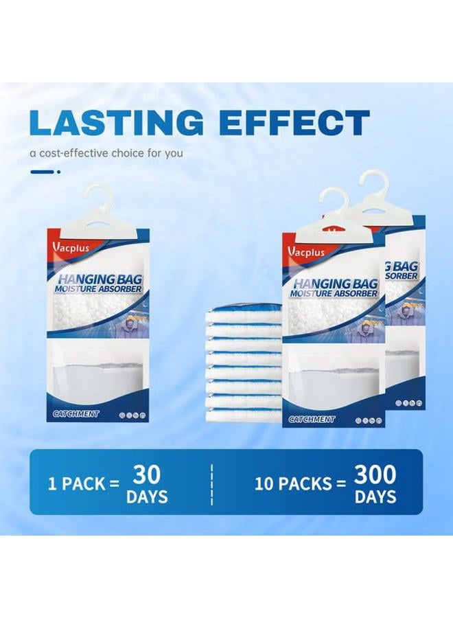 Vacplus Moisture Absorbers Packets, Fragrance Free 10 Pack, Humidity Packs, Dessicant Packets, Hanging Closet Dehumidifier Bags, Odor Eliminator for Bathroom 9.8OZ - Image 3