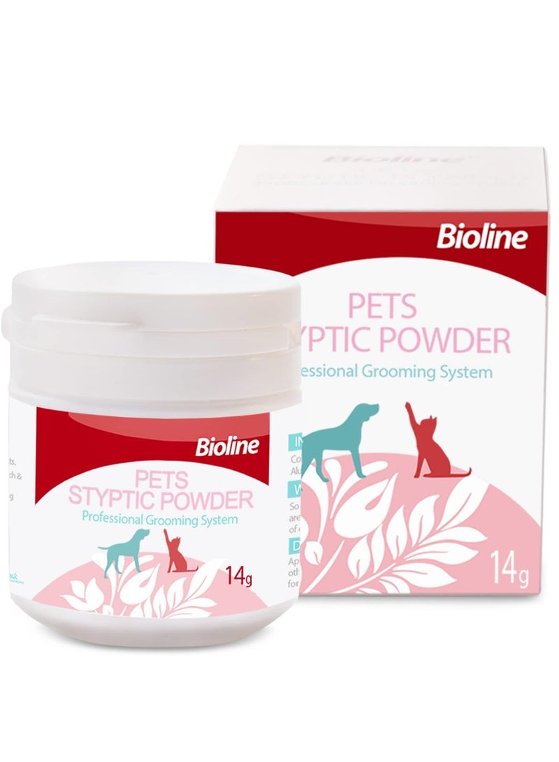 Bioline 2X14g Pets Blood Stopper Styptic Powder Minor Cuts For All Pets - Image 1